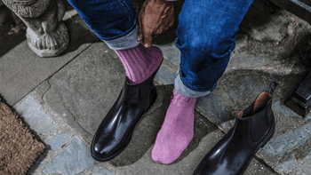 pink mohair socks for him