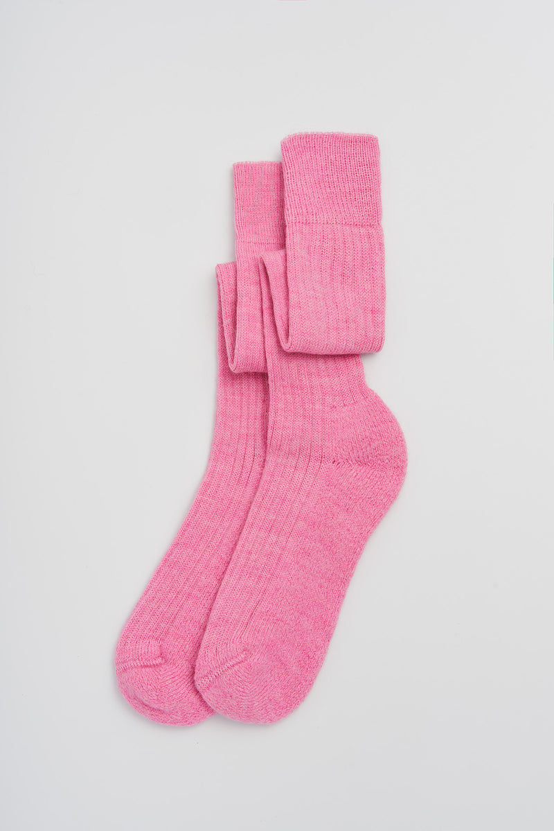 Sherbet Pink Wool Knee High Socks