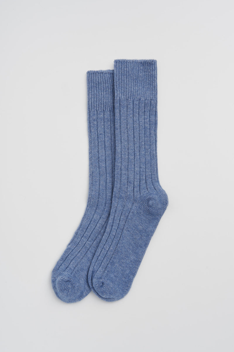 Powder Blue Lambswool Bed Socks
