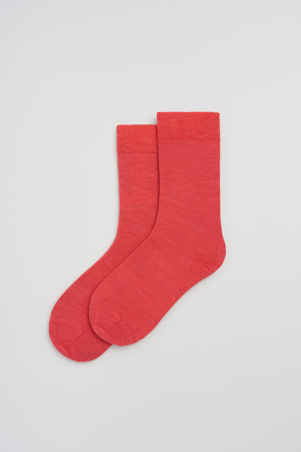 Coral Red Merino Socks