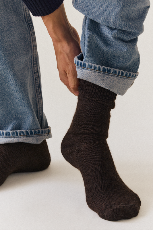 Bitter Chocolate Brown Alpaca Socks