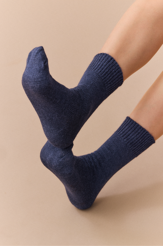 Inky Blue Alpaca Socks