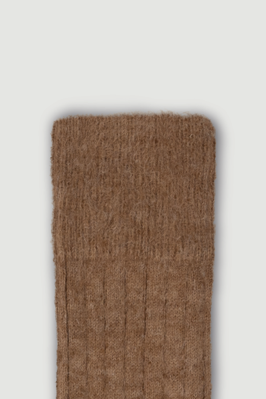 Biscuit Beige Ultra Soft Alpaca Ribbed Bed Socks