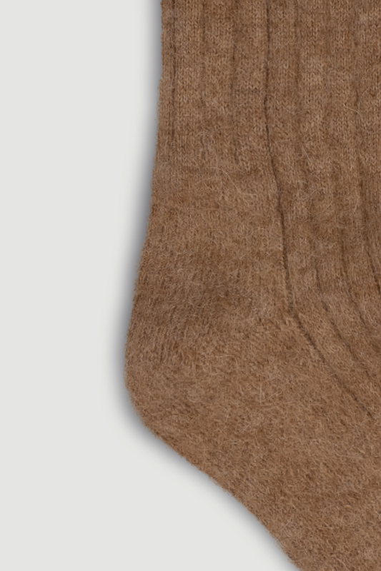 Biscuit Beige Ultra Soft Alpaca Ribbed Bed Socks