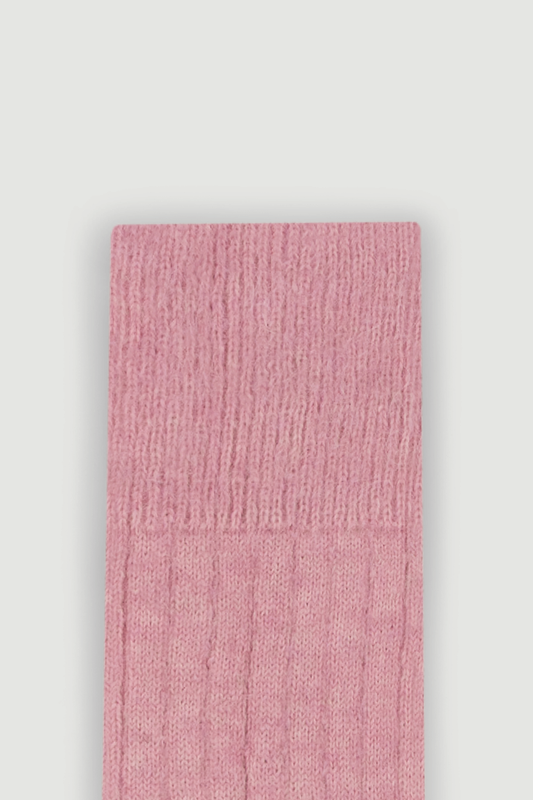 Sherbet Pink Ultra Soft Alpaca Ribbed Bed Socks