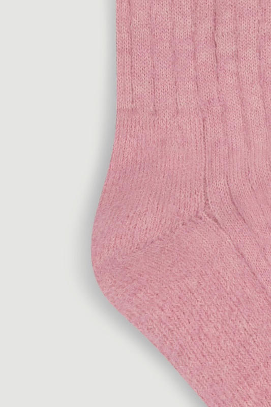 Sherbet Pink Ultra Soft Alpaca Ribbed Bed Socks