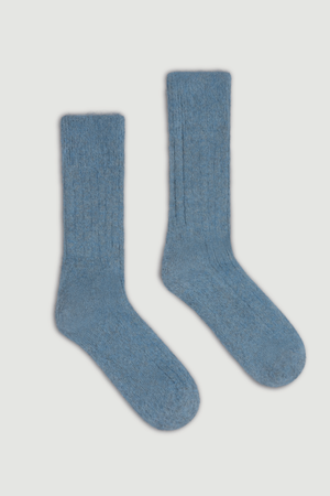 Lido Blue Ultra Soft Alpaca Ribbed Bed Socks