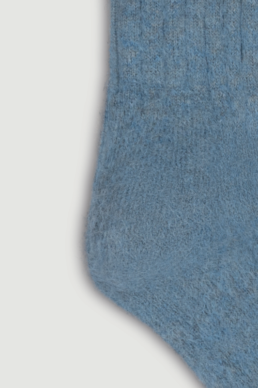 Lido Blue Ultra Soft Alpaca Ribbed Bed Socks