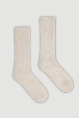 Clotted Cream Ultra Soft Alpaca Ribbed Bed Socks
