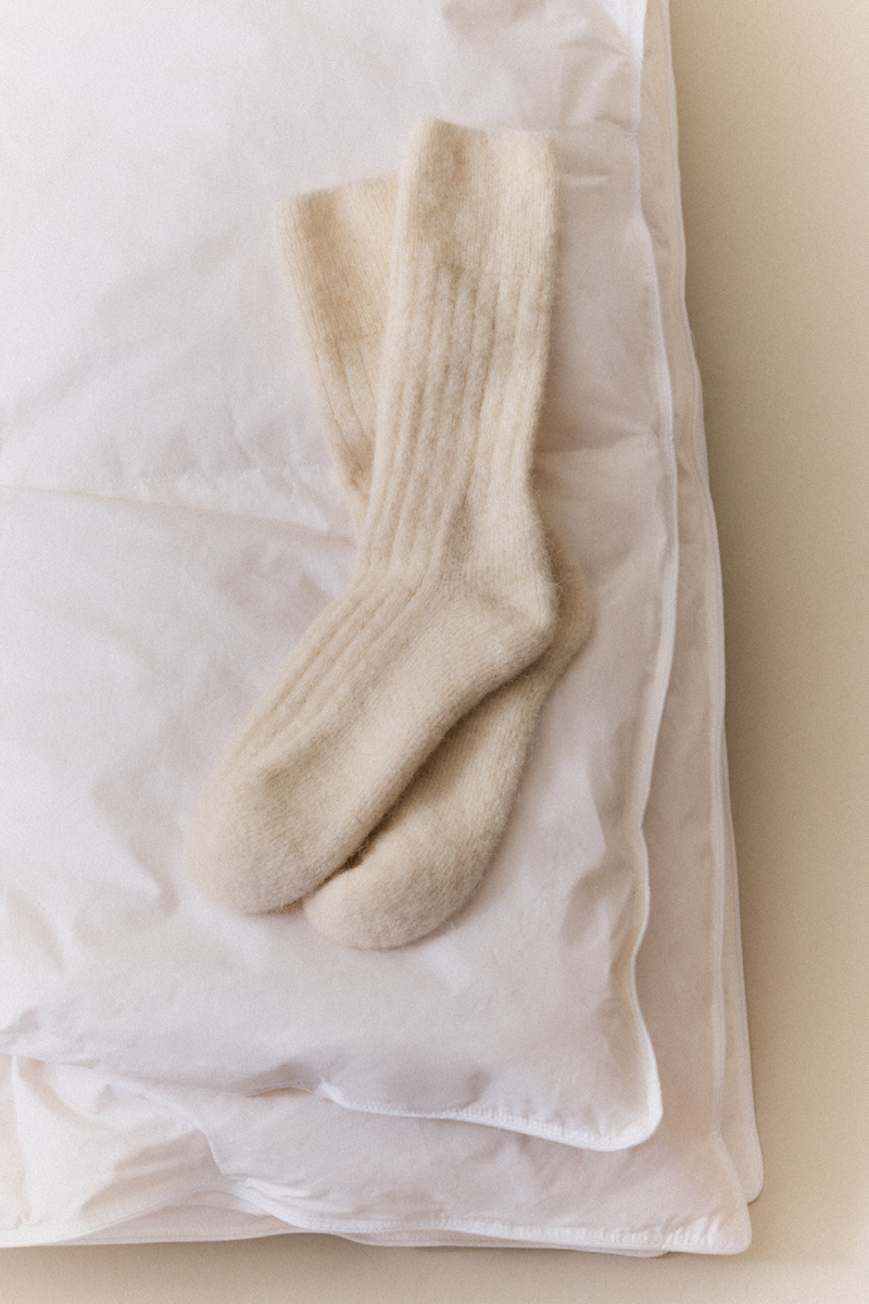 Clotted Cream Ultra Soft Alpaca Ribbed Bed Socks