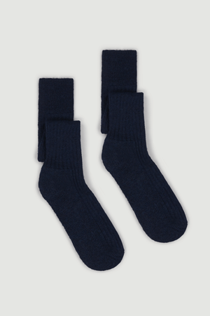 Inky Blue Wool Knee High Socks