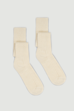 Clotted Cream Wool Knee High Socks