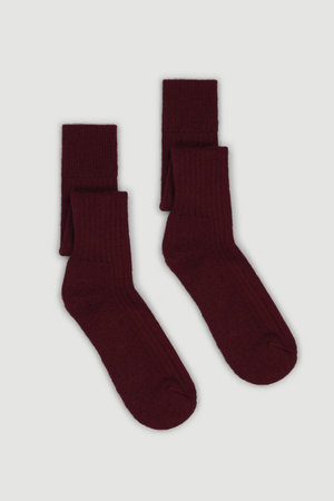 Dark Plum Wool Knee High Socks