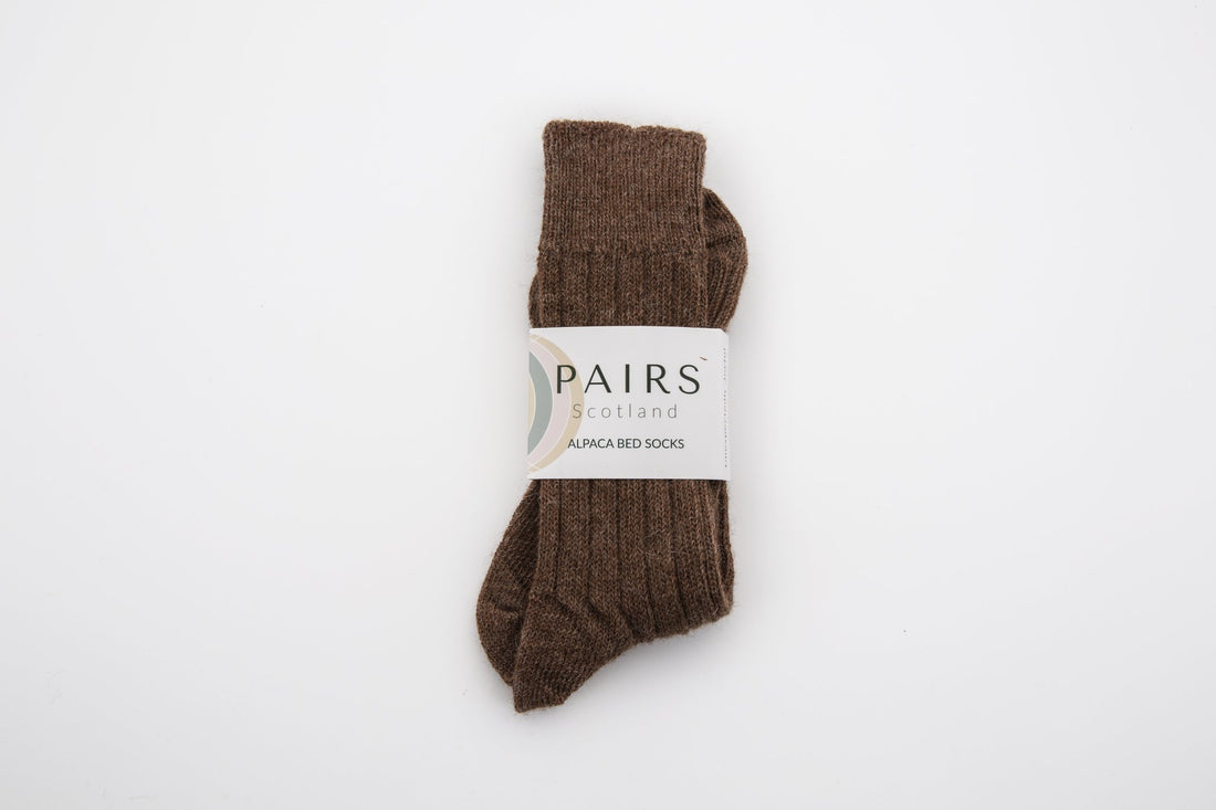 Brown Alpaca Bed Socks - Made in Britain